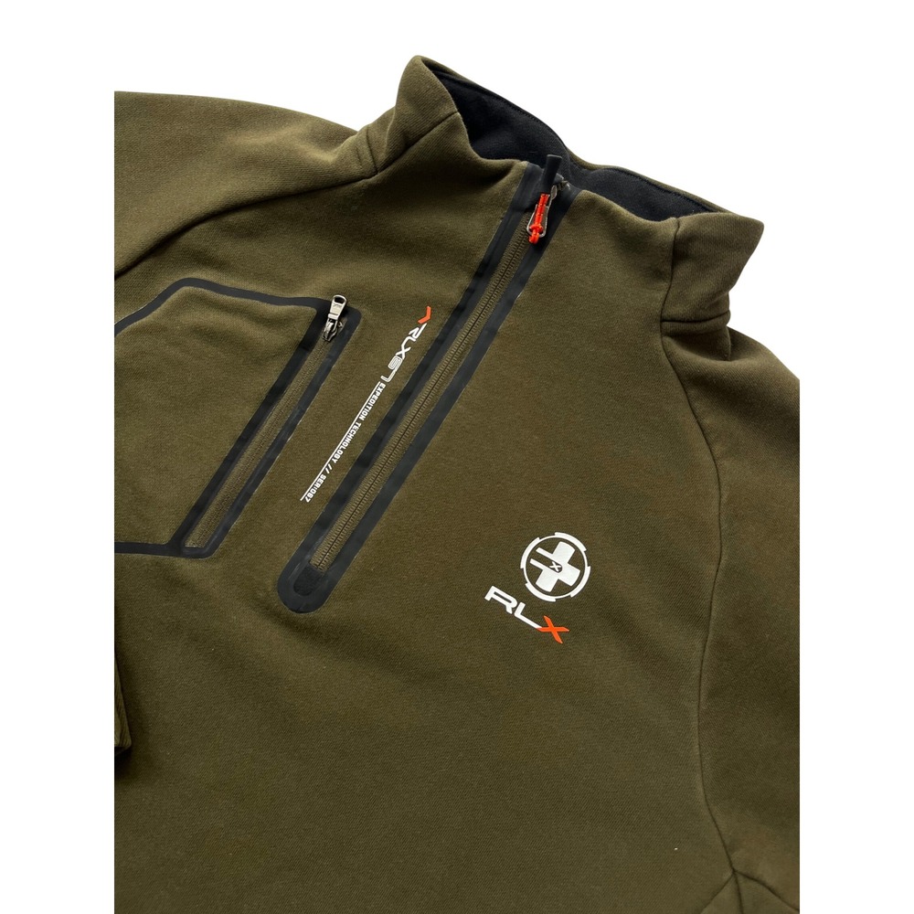 RLX Ralph Lauren Mens XL Olive Green‎ Expedition Technology 1/4 Zip Pullover